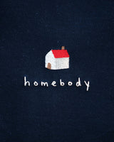Close up of the homebody embroidered sweater