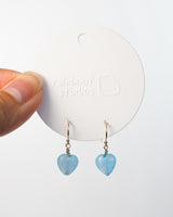 Aquamarine Heart Hook Earrings