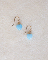 Aquamarine Heart Hook Earrings